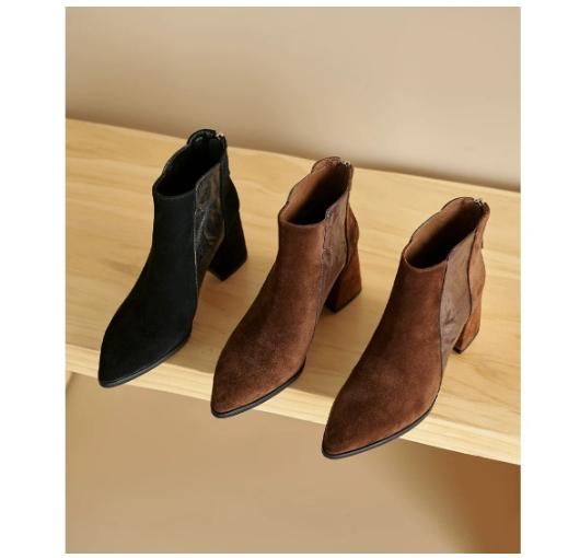 Womens Minimalist Versatile Short Boots With A Back Zipper In British Style foto 4
