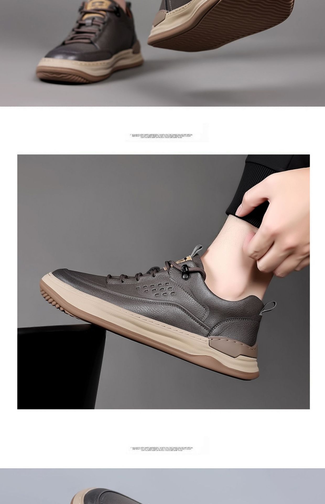 Autumn New Men's Leather Breathable Soft Sole Sneakers foto 5