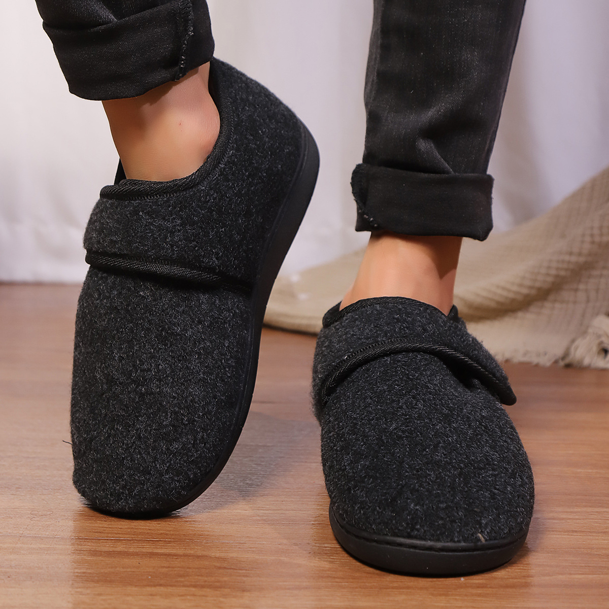 New Cotton Slippers Bag Heel Men's Winter Home Indoor Platform Warm foto 3