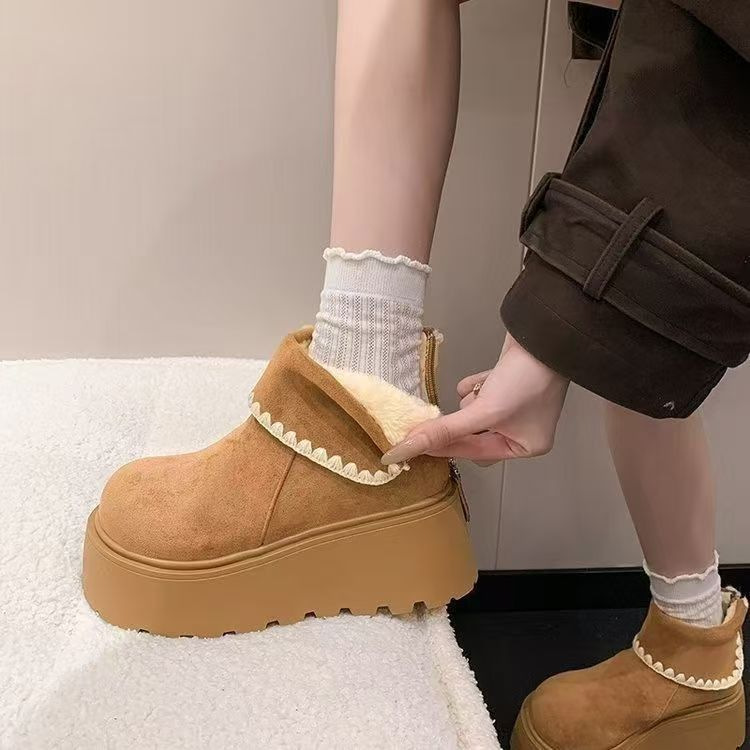 Womens Retro Height-Boosting Snow Boots With Lace And Extra Padding foto 5