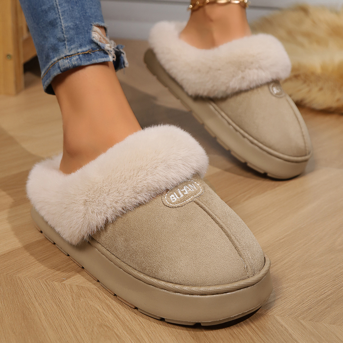 Couple's Simple Autumn And Winter Indoor Half-covered Heel Slippers foto 5