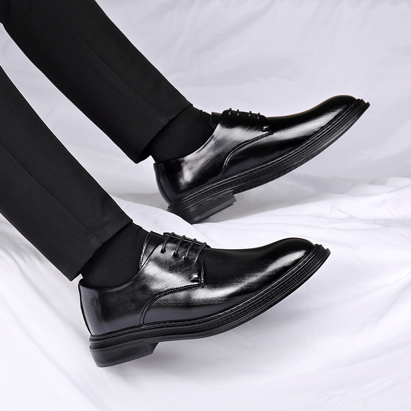 Men's Suit Leather Shoes Autumn And Winter Dress Wedding Groom Lace-up foto 3