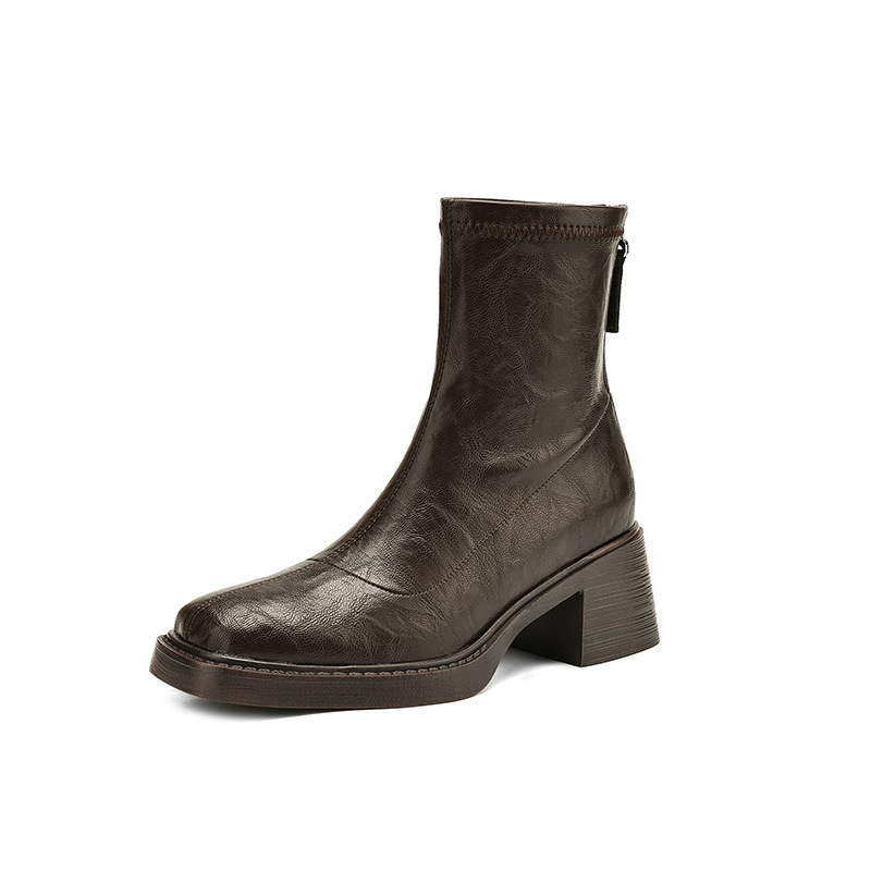Slimming Versatile Chunky Mid-heel Square-toe Ankle Boots For Women foto 5