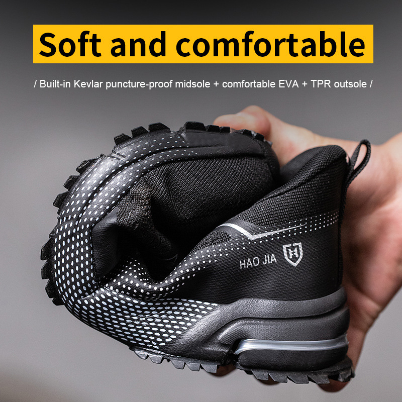 European Code Flying Woven Steel Toe Cap Safety Shoes Male Attack Shield And Anti-stab foto 4