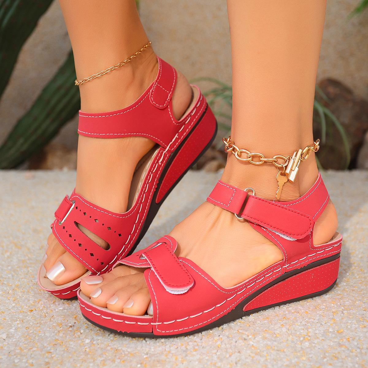 Retro Womens Sandals Stitched Espadrilles Plus Size foto 2