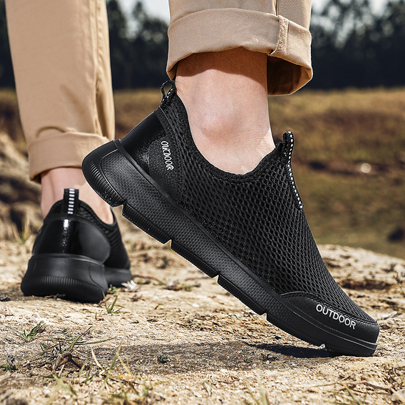 Men's Summer Breathable Mesh Surface Shoes Round Toe Slip-on foto 3