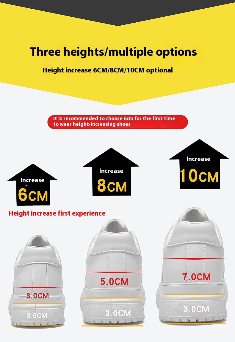 Breathable Invisible Height Increasing Insole Men's Shoes Soft Sole foto 3