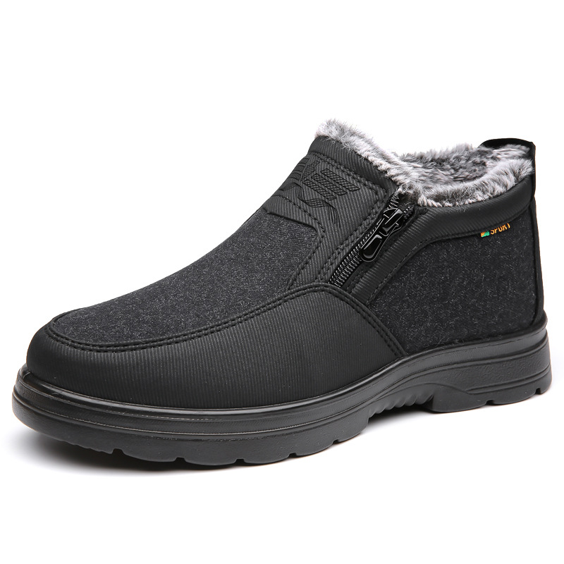 Men's Cotton Shoes Fleece Lined Padded Warm Keeping Middle-aged And Elderly Waterproof Non-slip foto 3