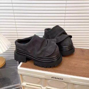 Ruffled Runway-style Closed-toe Mulesstylish Leather Shoes For Women To Wear Outdoors foto 3