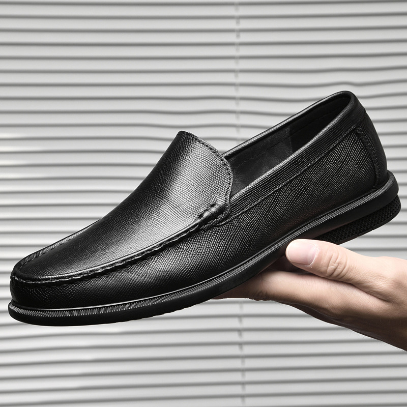 Loafers Men's First Layer Cowhide Embossed Business Leisure Slip On foto 4