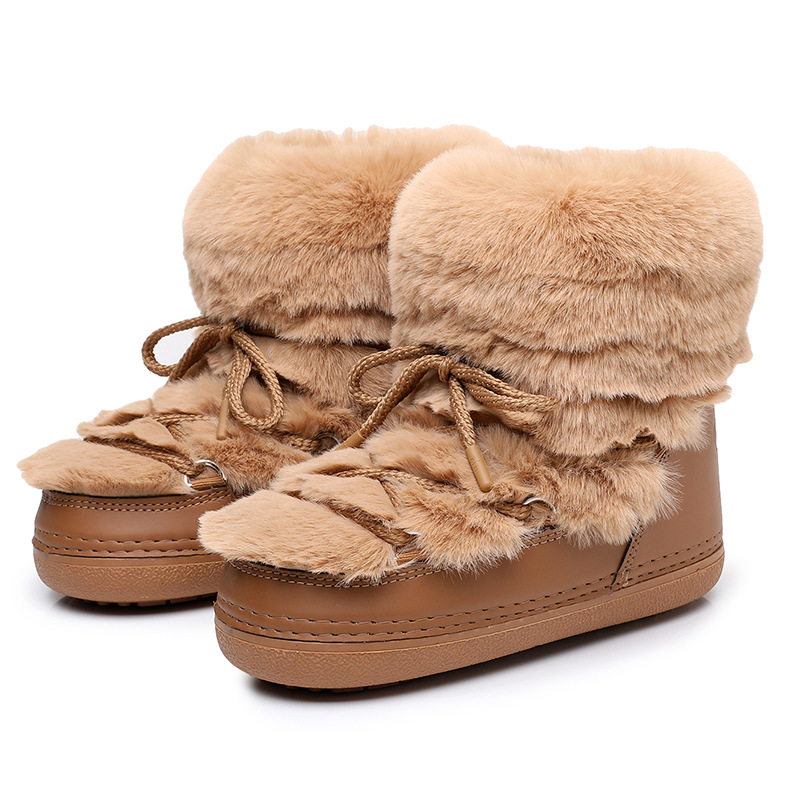 Women's Short Thin-soled Fur-lined Snow Boots foto 3