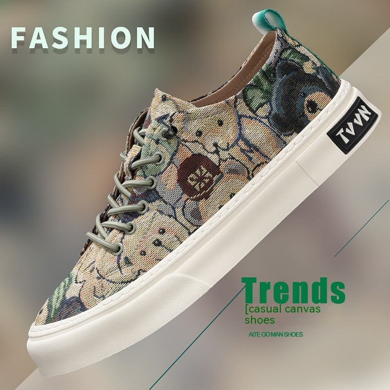 Summer Breathable Cloth Shoes Low-top Men's Casual Canvas Shoes Front Lace-up foto 4
