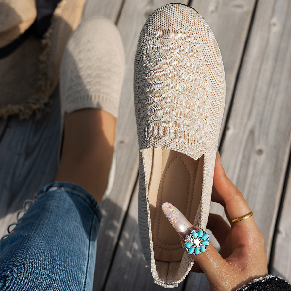 Plus-size Breathable Low-cut Knit Shoes For Women foto 5