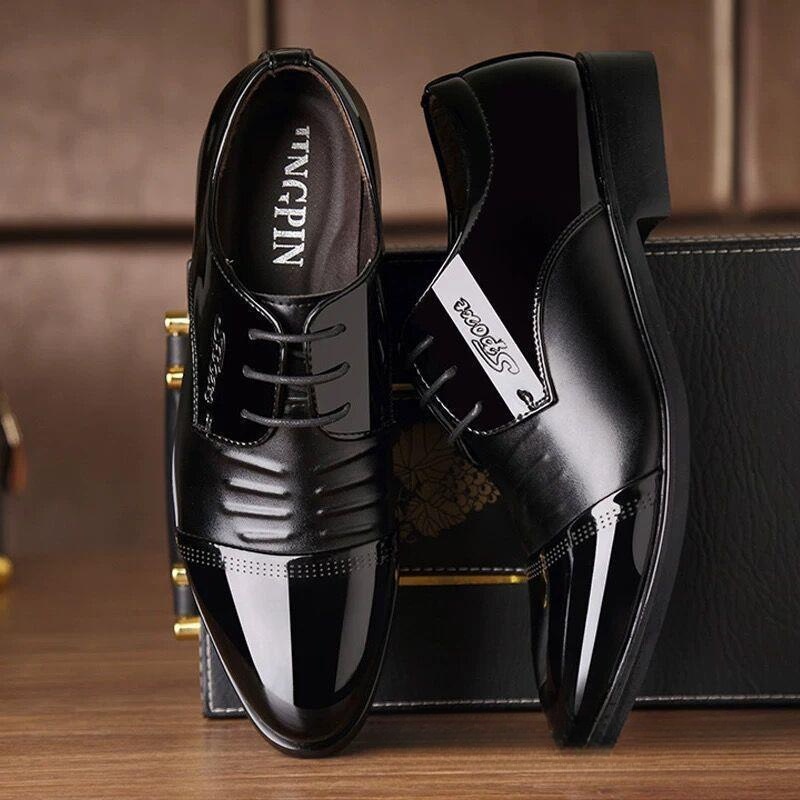 Men's Autumn Height Increasing Casual Black Groom Wedding Shoes foto 4