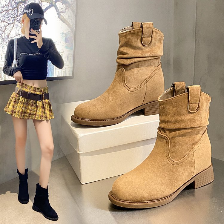 Suede Slimming Chunky-heel Fashion Ankle Boots For Women foto 3