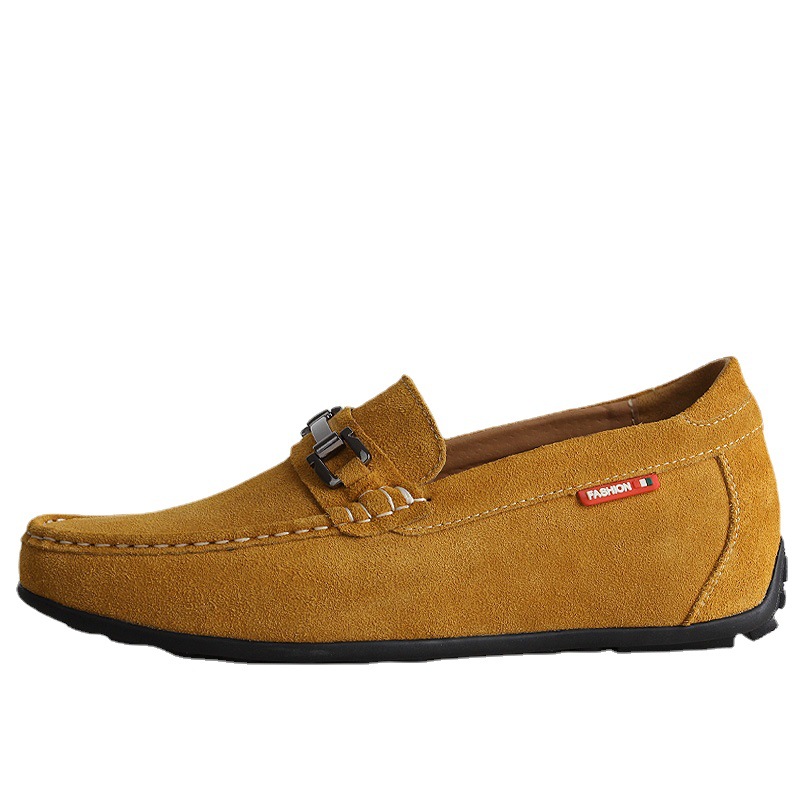 Matte Suede Cowhide Invisible Height Increasing Insole 8CM Men's Lazy Daily Driving Shoes foto 2