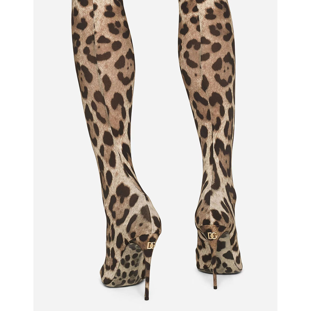 Pointed-toe High-heeled Leopard-print Ultra-long Knee-high Stretch Boots foto 4