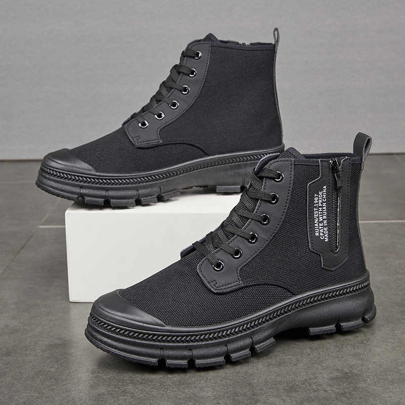 Hiking Boots Men's Side Zipper High-top Thicker Work Shoes foto 3
