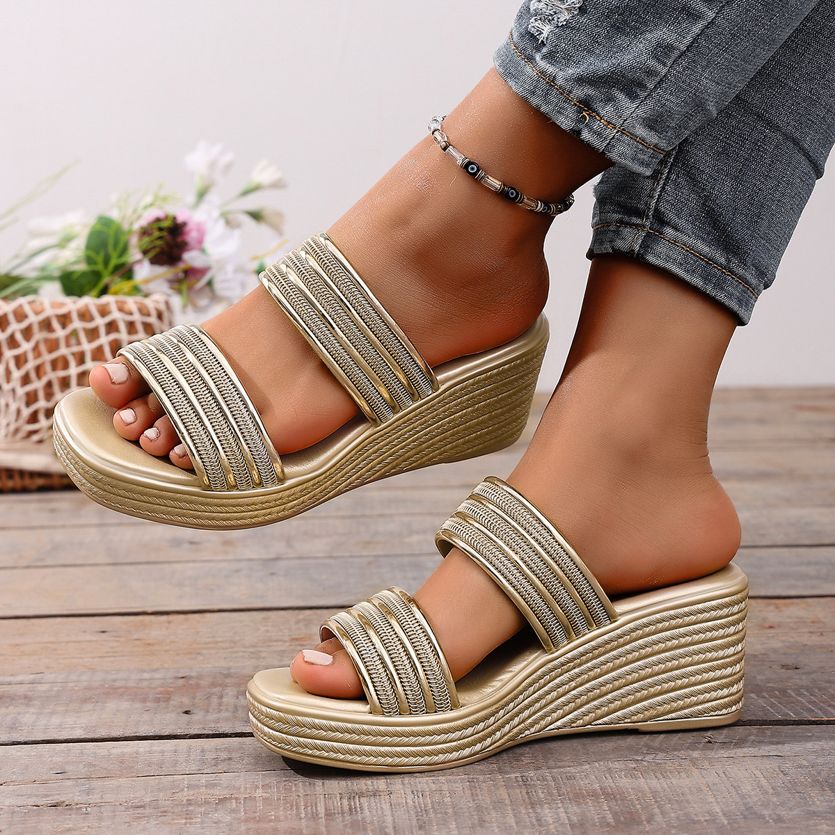 Flat Strappy Casual Silver Beach Sandals foto 5