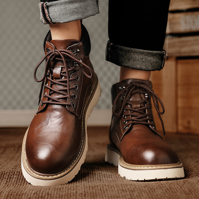 New Men's Platform High-top Motorcycle Sports Leisure Worker Boot foto 5