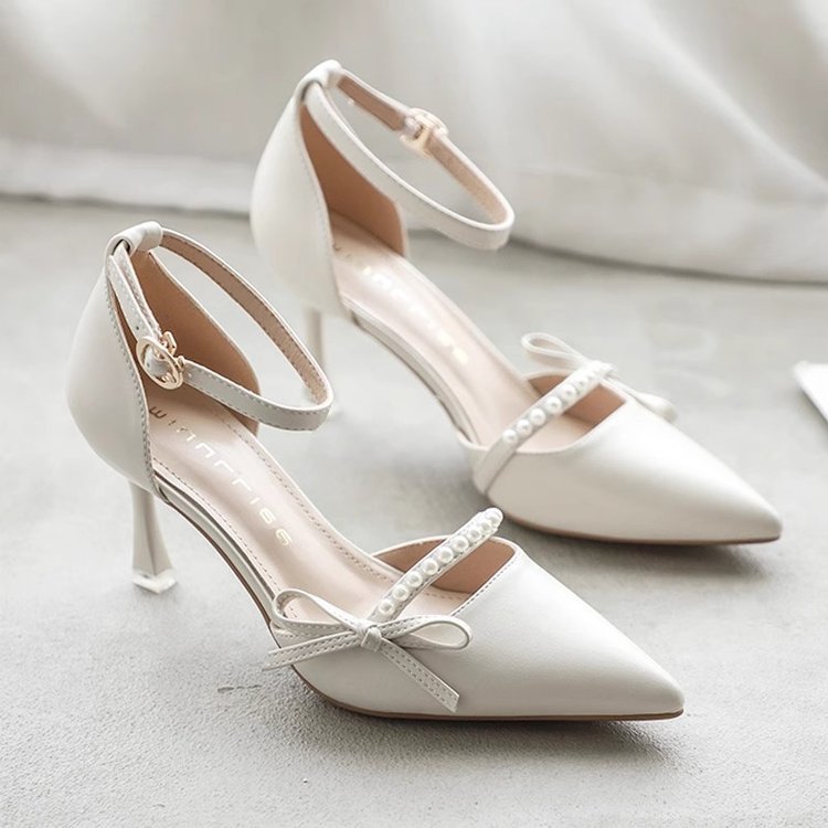 White High-Heel Shoes Versatile Strap Pumps With A Sleek French Stiletto Heel foto 3