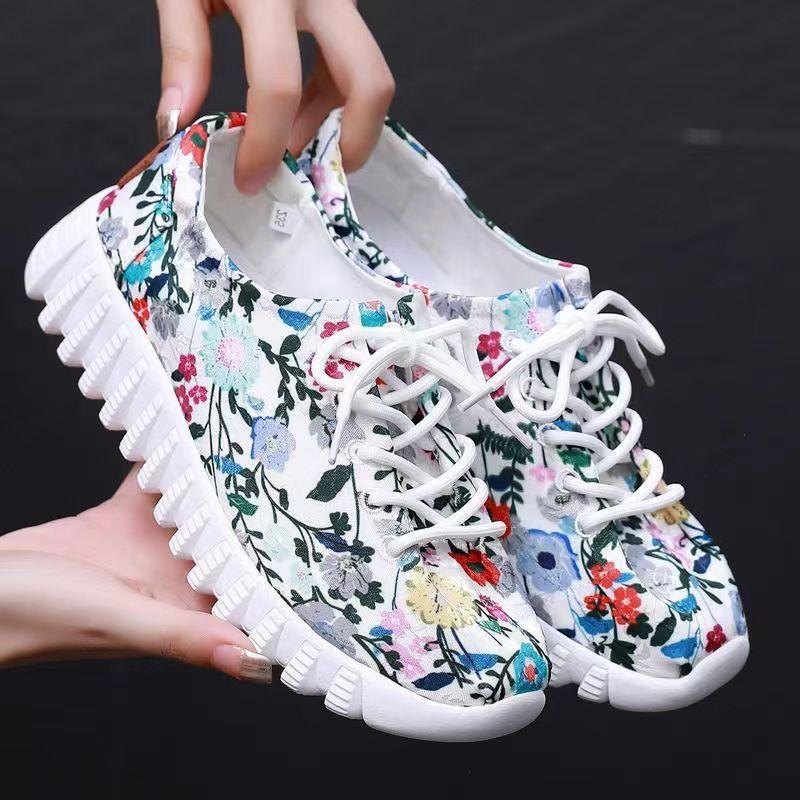Womens Soft-soled Non-slip Casual Floral-print Sneakers foto 5