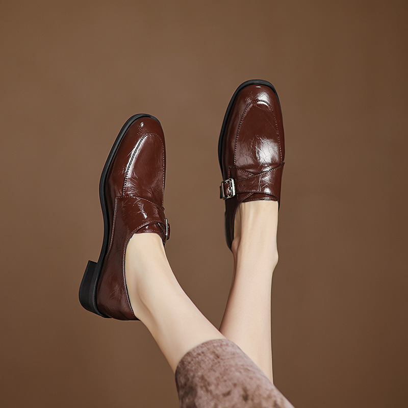 Low Heel Plus Size Buckle Litchi Pattern Shoes foto 2