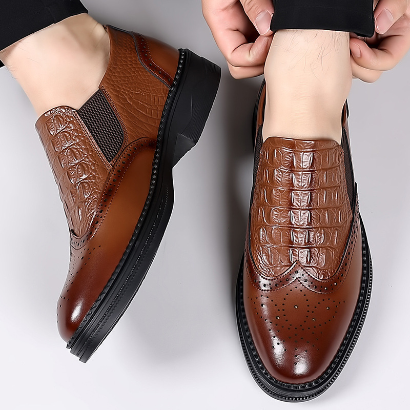 Mens Casual Dress Slip-on Leather Shoes foto 2