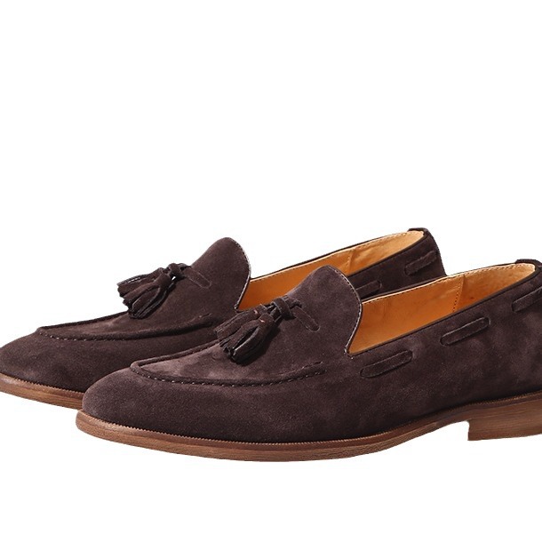 British-style Suede Tassel Suede Loafer Shoes foto 4