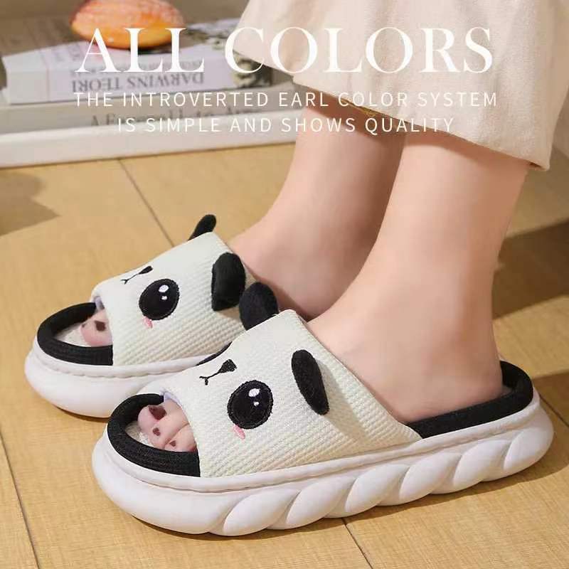 Linen Slippers Cute Panda Cotton And Linen Four Seasons foto 4