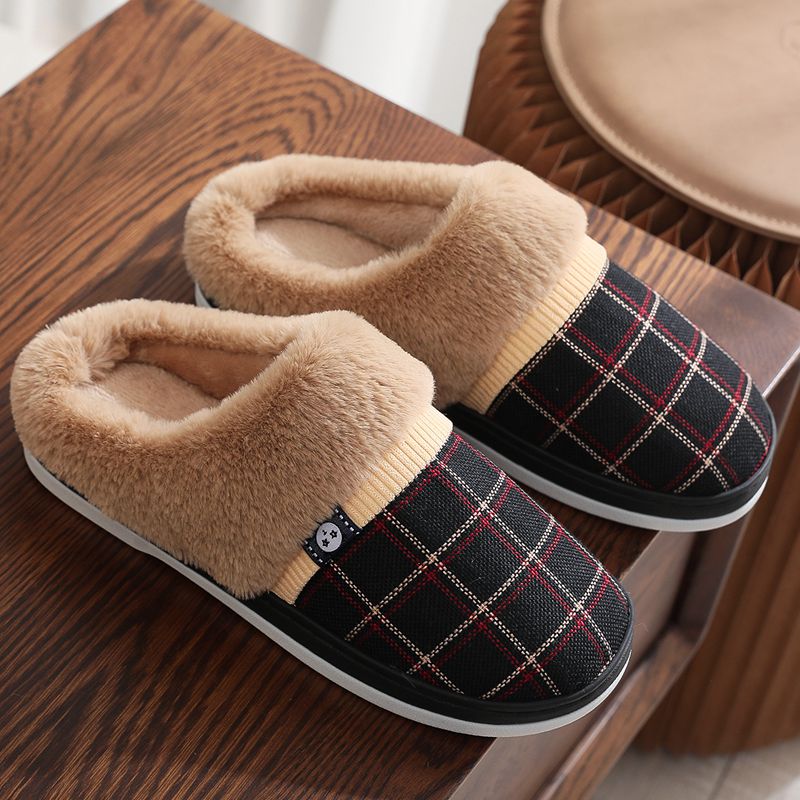 Mens Cotton Slippers For Winter Non-slip Warm And With A Thick Sole foto 3