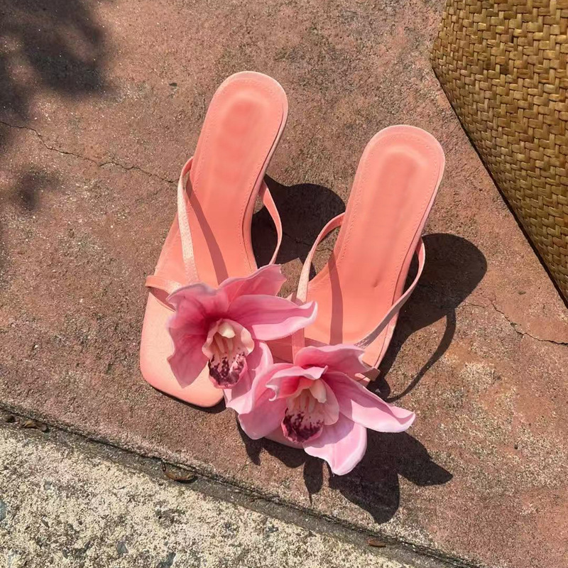 Artificial Flower Popular Flip-flops High Heel Sandals Phalaenopsis Flower foto 4