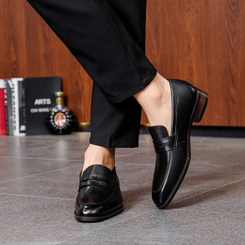 Men's Leather Shoes Business First Layer Cowhide Lazy foto 2