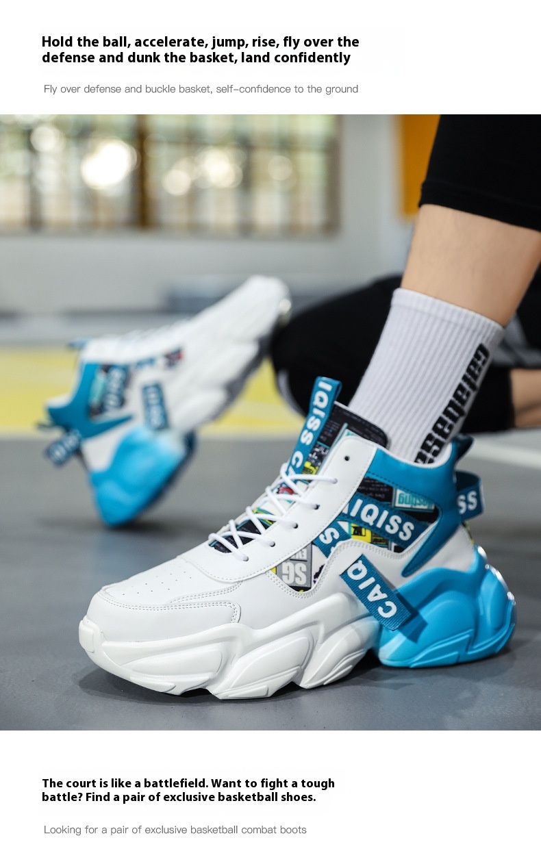 High-top Leather Basketball Shoes Velvet Warm Cotton Shoes Heighten Casual Shoes foto 5