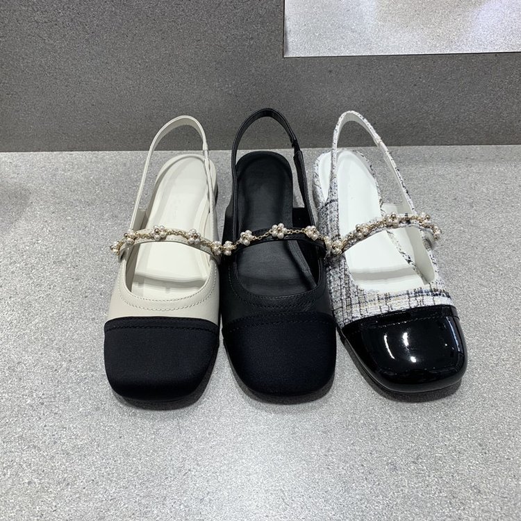 New Flower Square Head Elastic Band Shallow Mouth Flat Bottom Fashion Shoes foto 5
