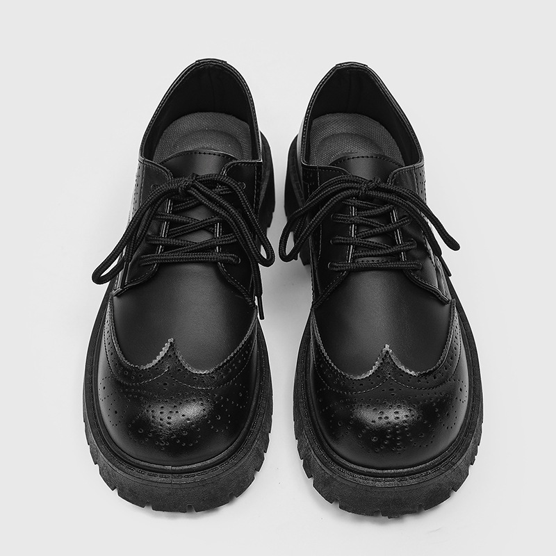 Black Carved Brogue Big Toe Casual Leather Shoes Men foto 4