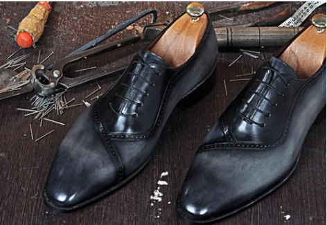 Men's Fashion Round Toe Lace Up Casual Gradient Color Leather Shoes foto 2