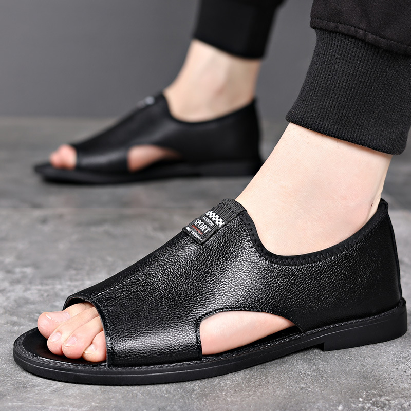 Roman Casual Sandals Soft Leather Non-slip Men foto 4