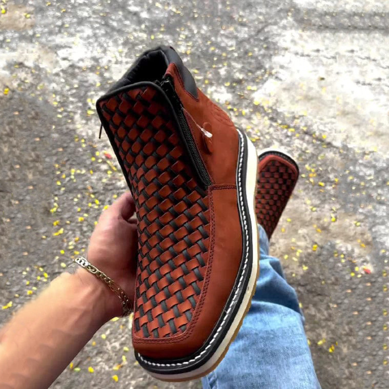 Side Zipper European And American Retro Hand-woven Western Cowboy Boot foto 4