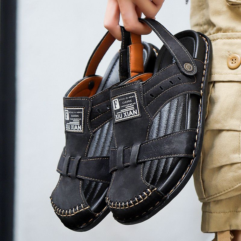 Men's Sports Casual Leather Plus Size Sandals foto 4