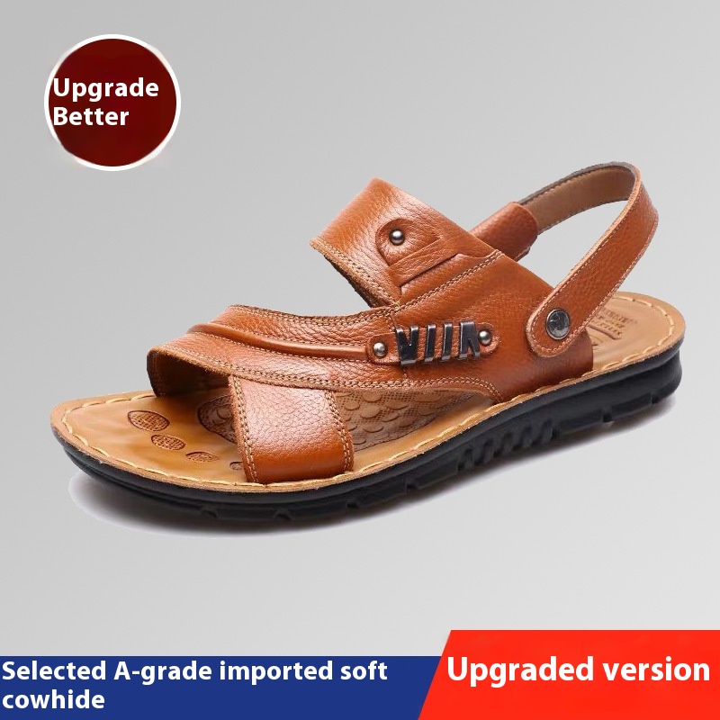 First Layer Cowhide Men's Sandals Summer Genuine Leather Sandals foto 5