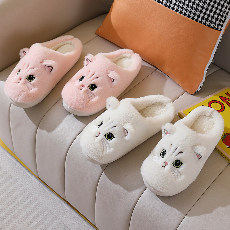 Cotton Couple Kitty Cartoon Cute Velvet Warm Slippers foto 5