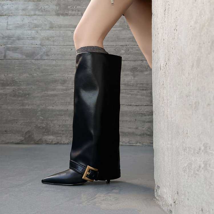 New Fallwinter Cream-white Slimming High-heeled Boot With A Tapered Leg foto 5