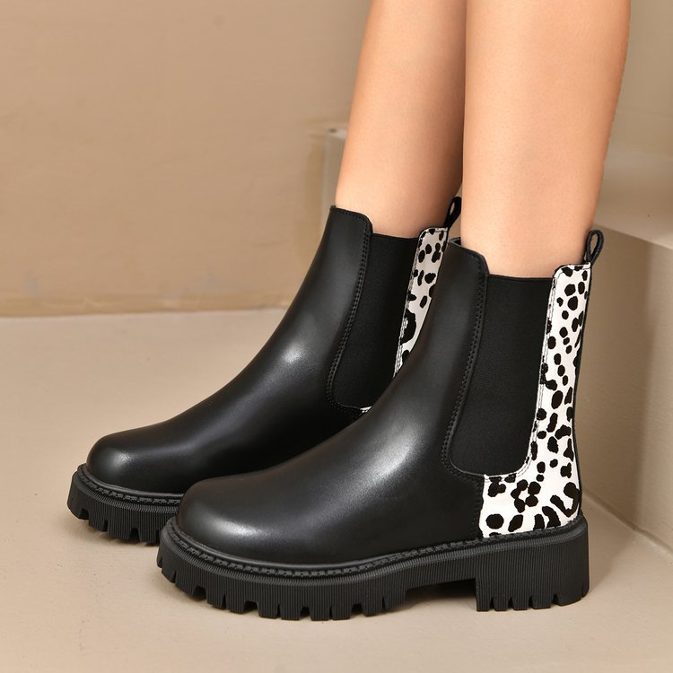 Round-toe Chunky-heel Patchwork Casual All-matching Boots foto 3
