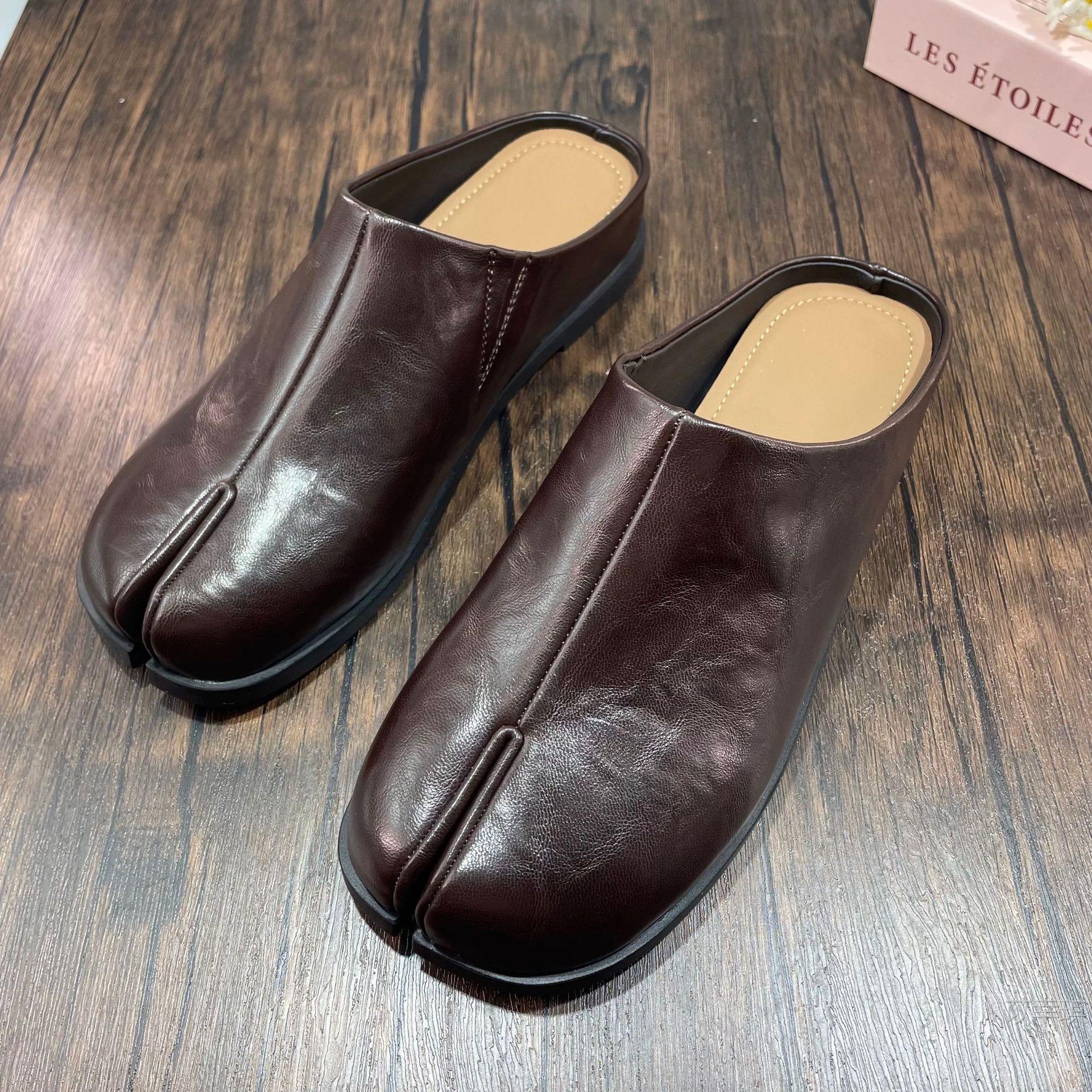Cowhidestyle Koreanstyle Pigfoot Splittoe Shoes For WomenNiche Design foto 3