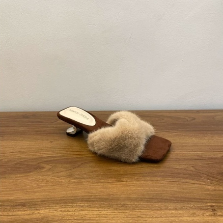 French-style Chic Purple Fluffy Slippers For Women foto 4