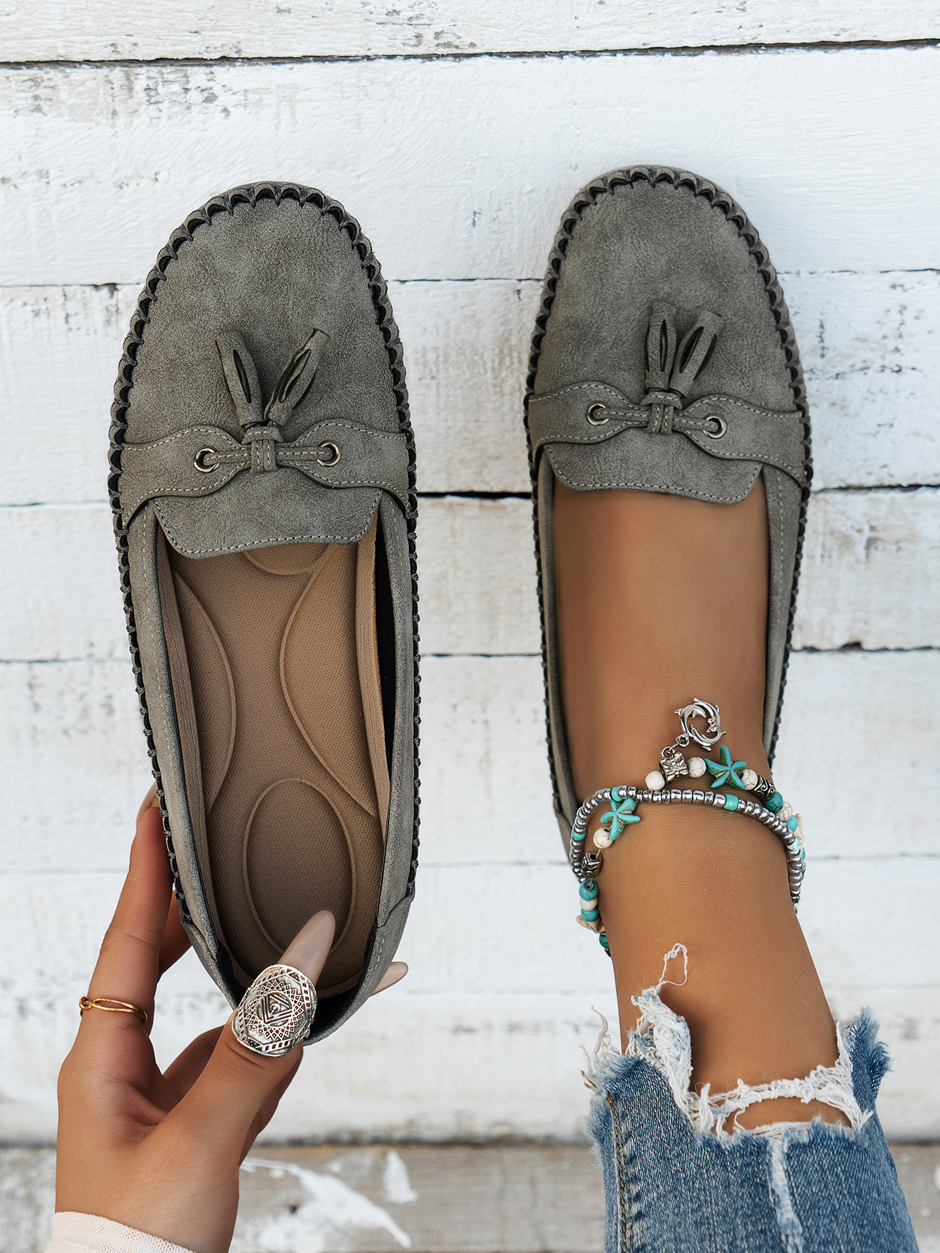 Women's Pure Color All-matching Bow Simple Flat Shoes foto 3