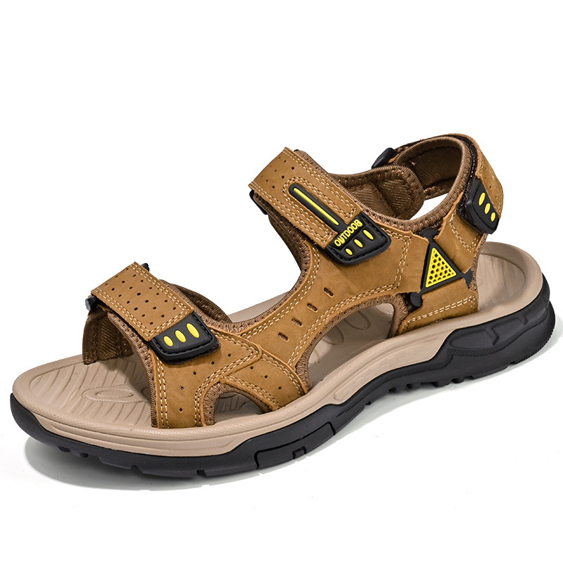 Breathable Men's Sandals Non-slip Top Layer Cowhide foto 4