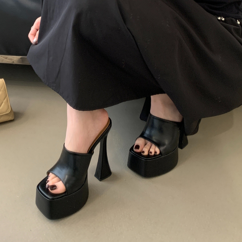 Square-toe Open-toe High-heeled Wedge Sandals foto 3