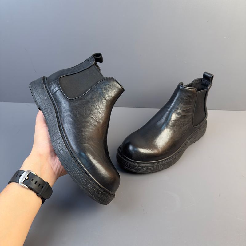 British Retro Round Toe Chelsea Boots Men's Shoes foto 5